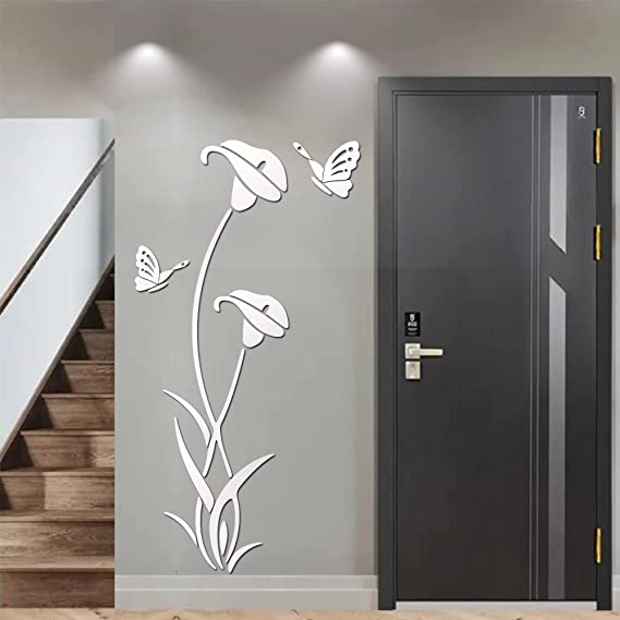 3D Mirror Flower Wall Sticker