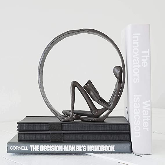 Aesthetic Encircled Reader Iron Sculpture