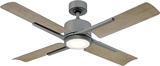 Smart Indoor and Outdoor 4-Blade Ceiling Fan 56in Graphite Weathered Gray with 3000K LED Light