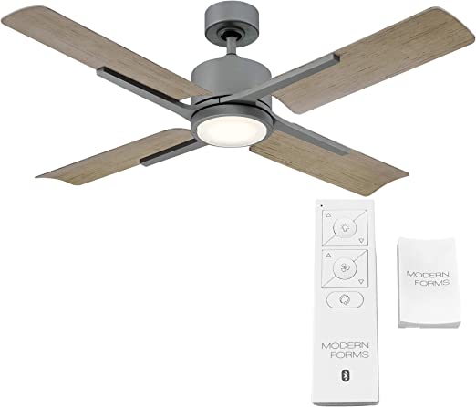 Smart Indoor and Outdoor 4-Blade Ceiling Fan 56in Graphite Weathered Gray with 3000K LED Light