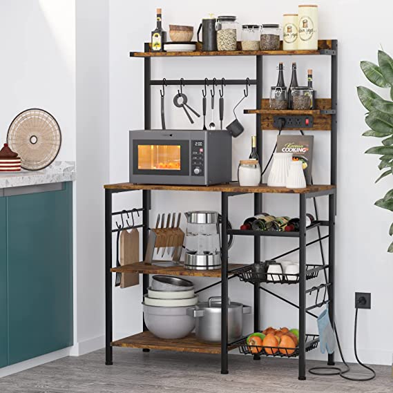 Kitchen Bakers Rack with Power Outlet