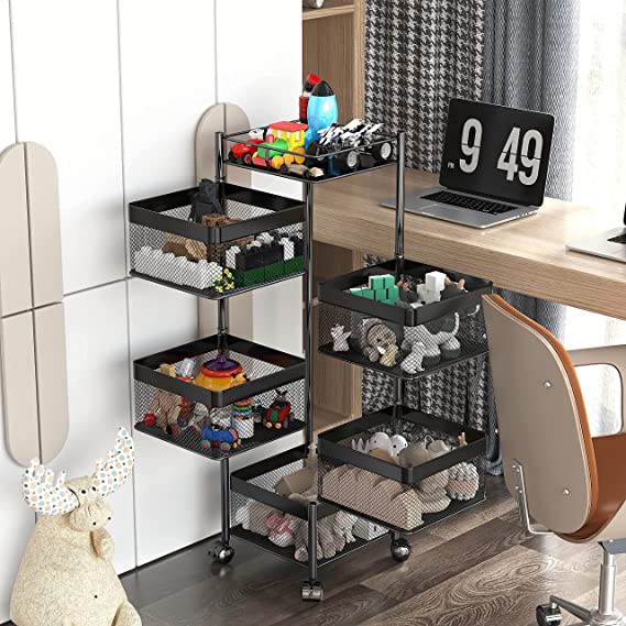 Rotating Kitchen Storage Shelves Rack,Bathroom Organizer Metal Shelf