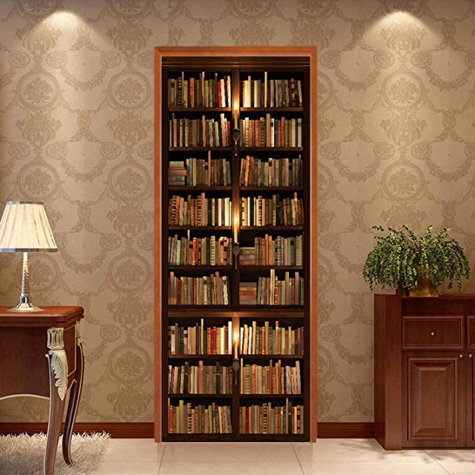 Peel and Stick Vinyl Door Decals, Self-Adhesive Mural for Home Decor, 30.3"W x 78.7"L, Set of 2 Sheets