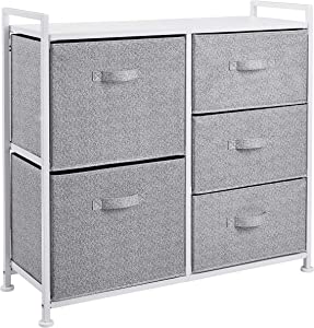 Basics Fabric 5-Drawer Storage Organizer Unit for Closet, White –