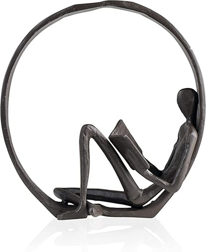 Aesthetic Encircled Reader Iron Sculpture