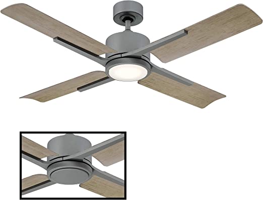 Smart Indoor and Outdoor 4-Blade Ceiling Fan 56in Graphite Weathered Gray with 3000K LED Light