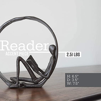 Aesthetic Encircled Reader Iron Sculpture