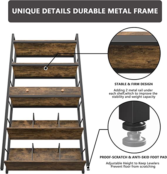 5 Tier Widen Bookshelf with Drawers and Bookend